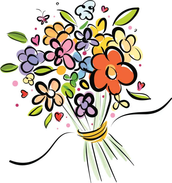 Gezeichneter bunter Blumenstrauß